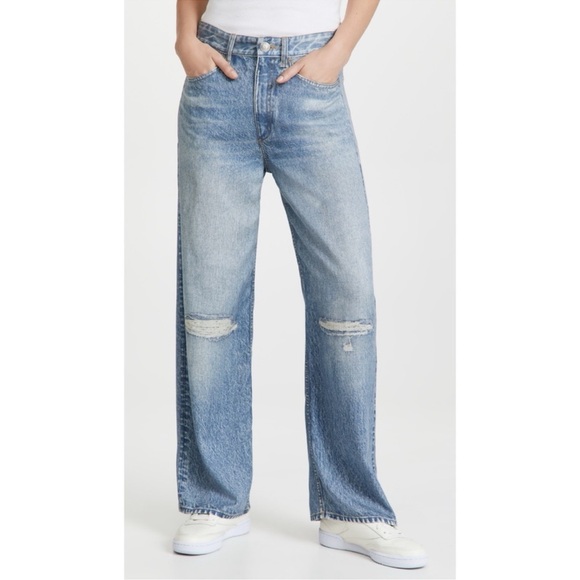 Rag & Bone Liquid Miramar Sweatpants Jeans Pants Wide Leg Dara Blue Print 28
